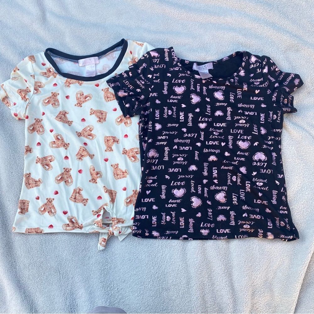Love Maddie sz 14 Bundle of girls shirts Teddy bears and hearts love UGC